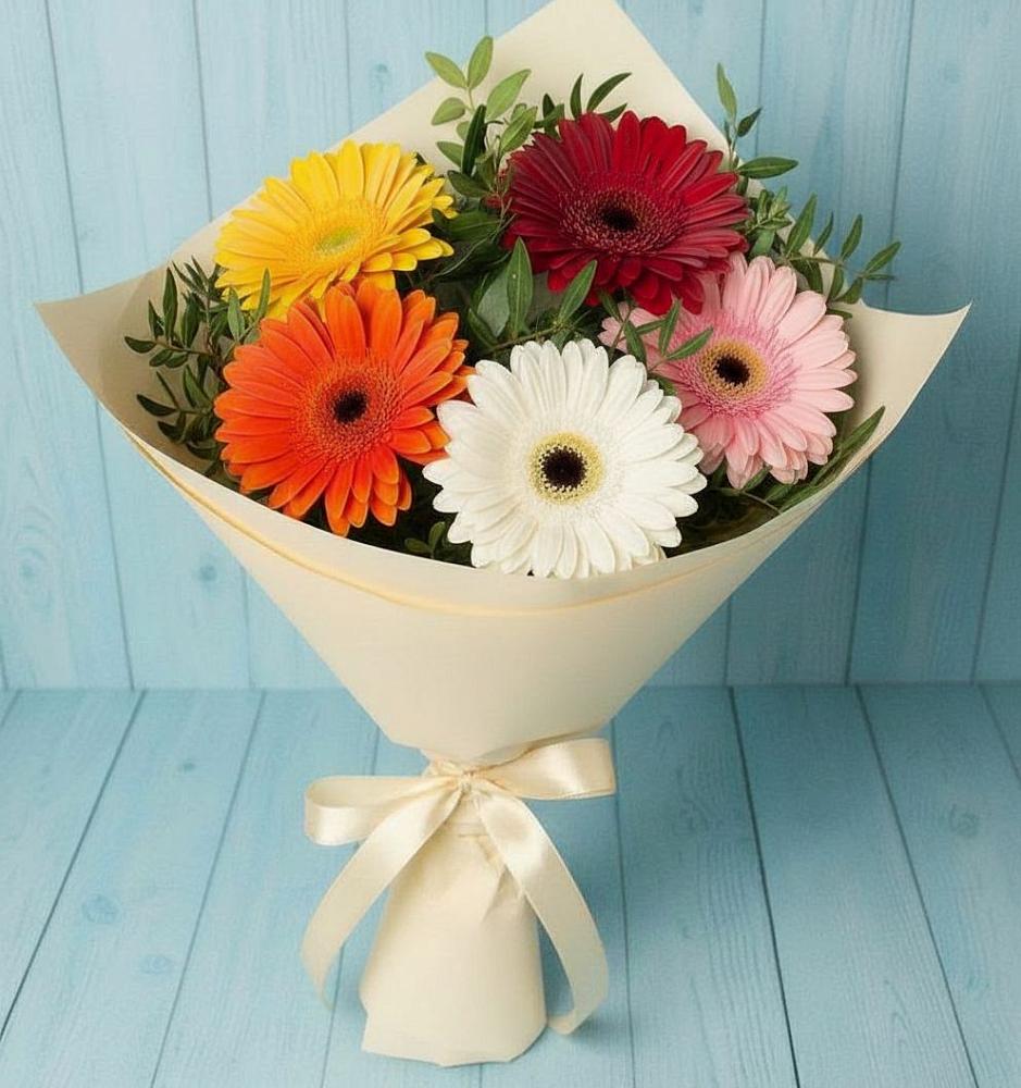 Букет цветов из: Герберы в Борозде