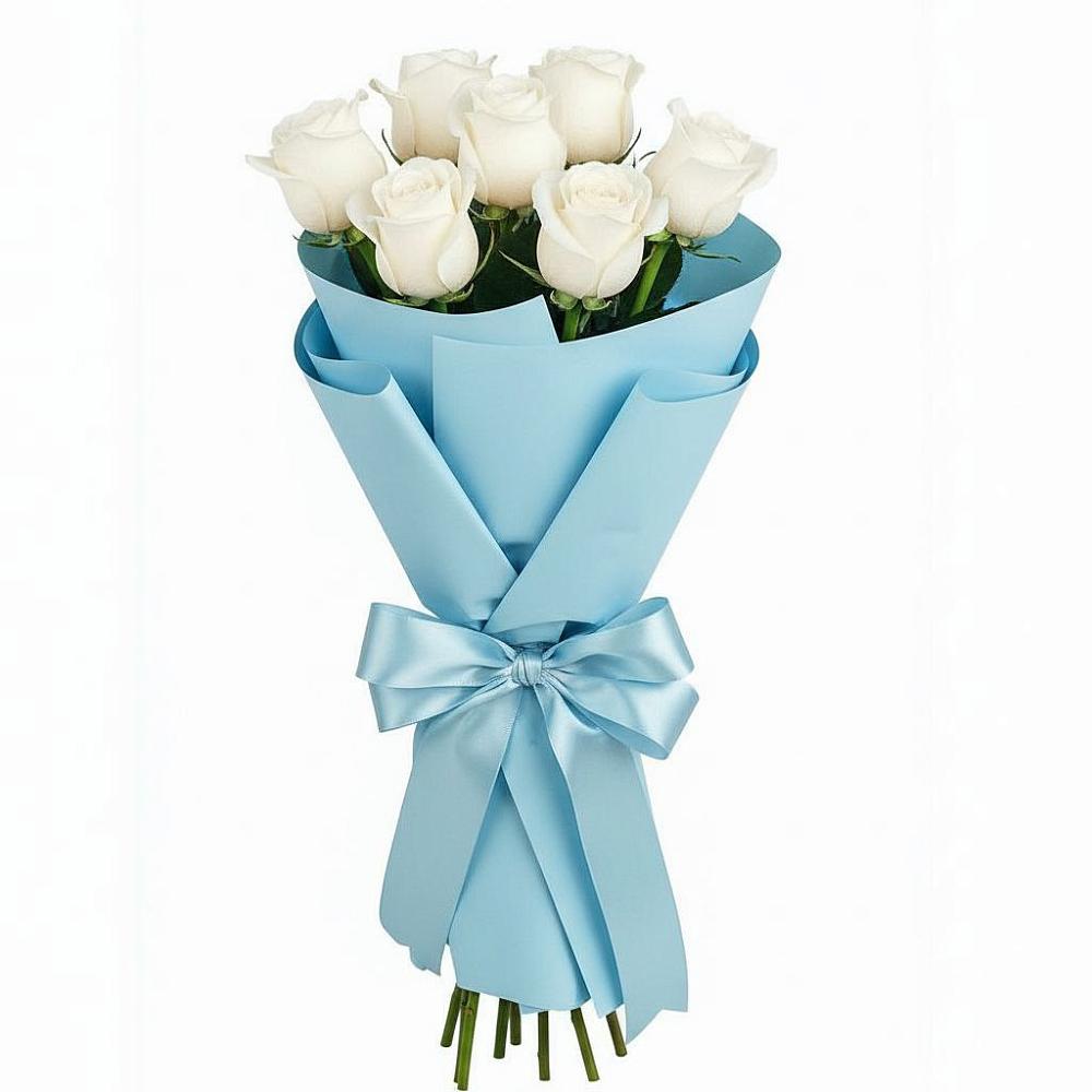Букет 7 белых роз Проуд в Борозде