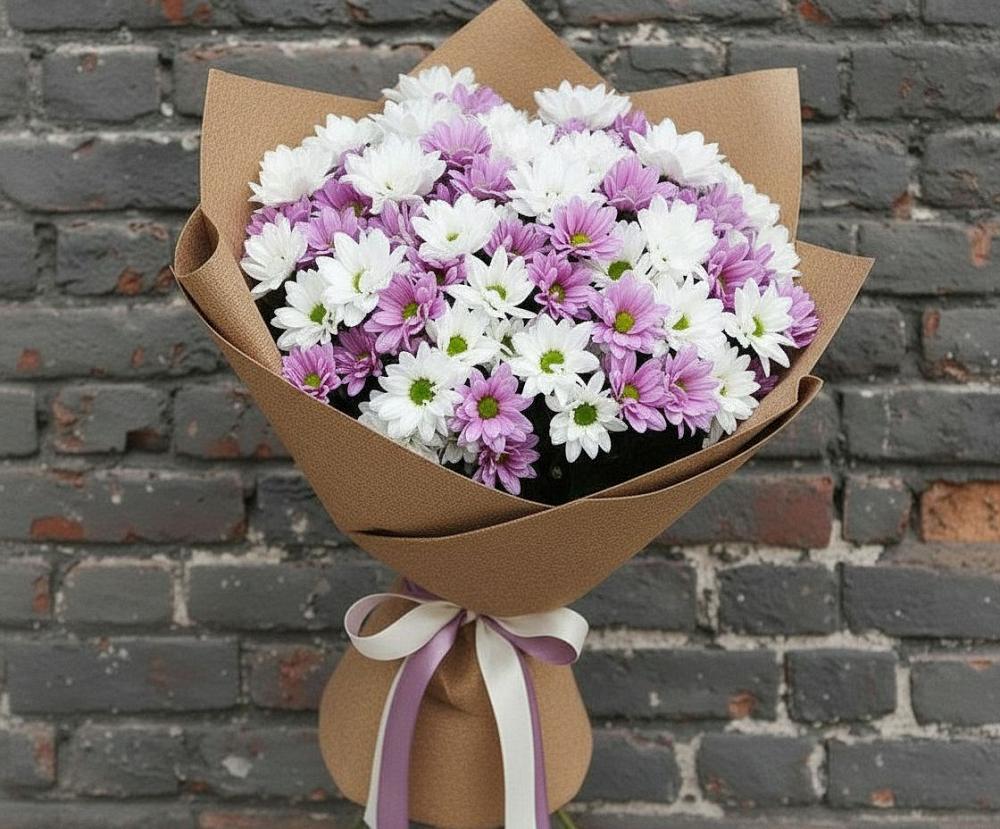 Букет цветов из: Хризантемы в Борозде