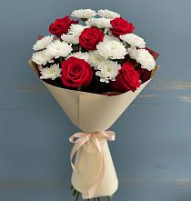 Букет цветов из:  Розы и Хризантемы в Борозде