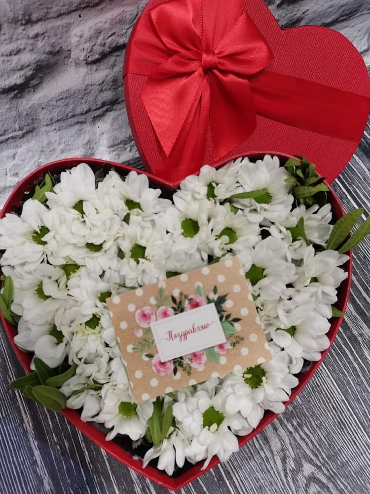 Цветочная композиция из Хризантемы в виде сердца в Борозде